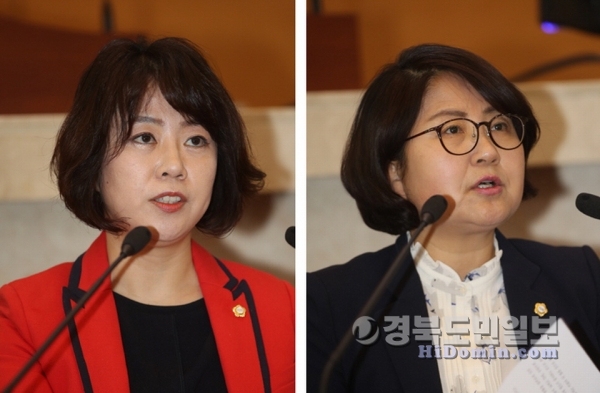 (사진 왼쪽부터) 김민정 의원, 김정숙 의원
