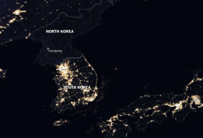 북한 야간 불빛 위성사진 사진출처=휴먼 프로그레스 트위터