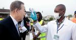 반기문 유엔 사무총장은 국가원수급 인사로는 유일하게 지난해 12월 17~21일까지 에볼라 관련 5개국을 모두 돌아봤다. 사진은 반 총장의 에볼라 방문 일정 당시 모습. 사진=유엔본부 제공
