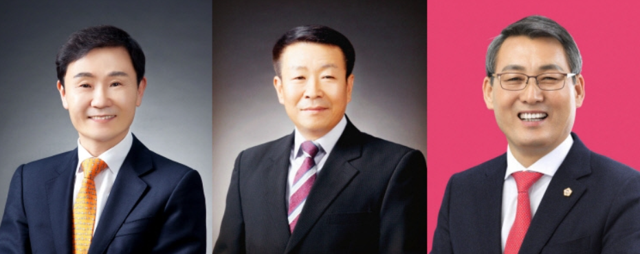 (왼쪽부터) 국민의힘 이남철 후보, 무소속 박정현, 임욱강 후보
