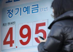 10일 서울시내 지하철역에 걸린 시중은행 예금금리 관련 전광판 모습. 뉴스1